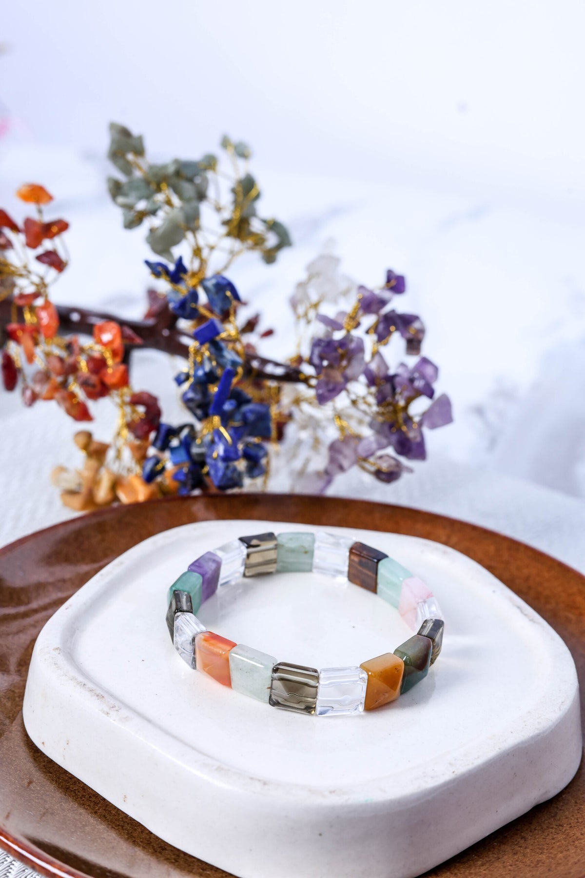 Pyramid Cut Seven Chakra Bracelet