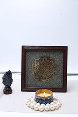 Pyrite Dust Frame with Sri Yantra