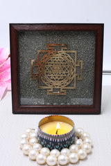 Pyrite Dust Frame with Sri Yantra