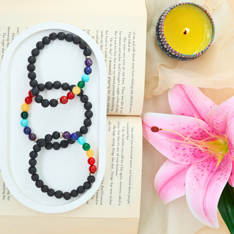 Seven Chakra Bracelet with Lava