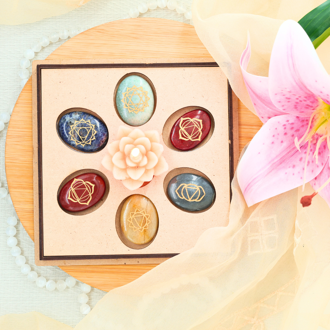 Seven Chakra Coin Set With Wooden Box