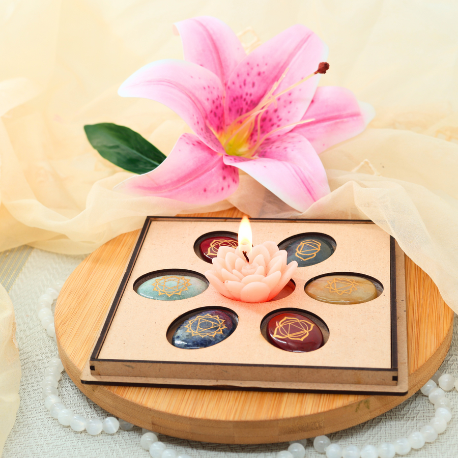 Seven Chakra Coin Set With Wooden Box