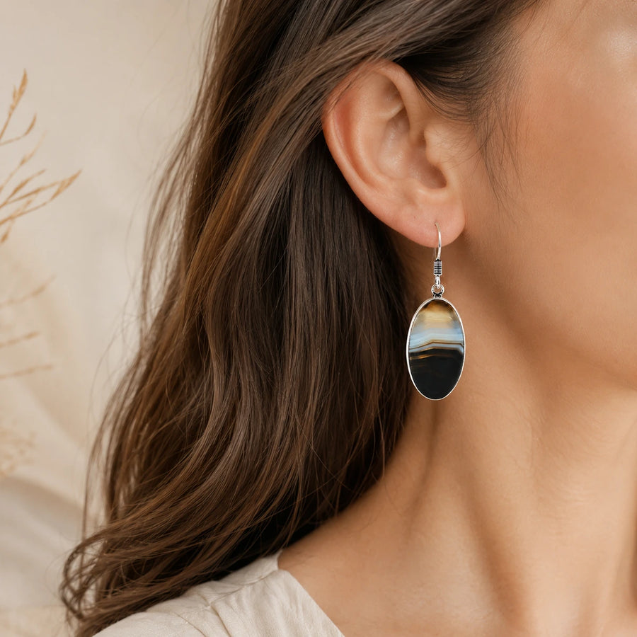 Black Agate Earring