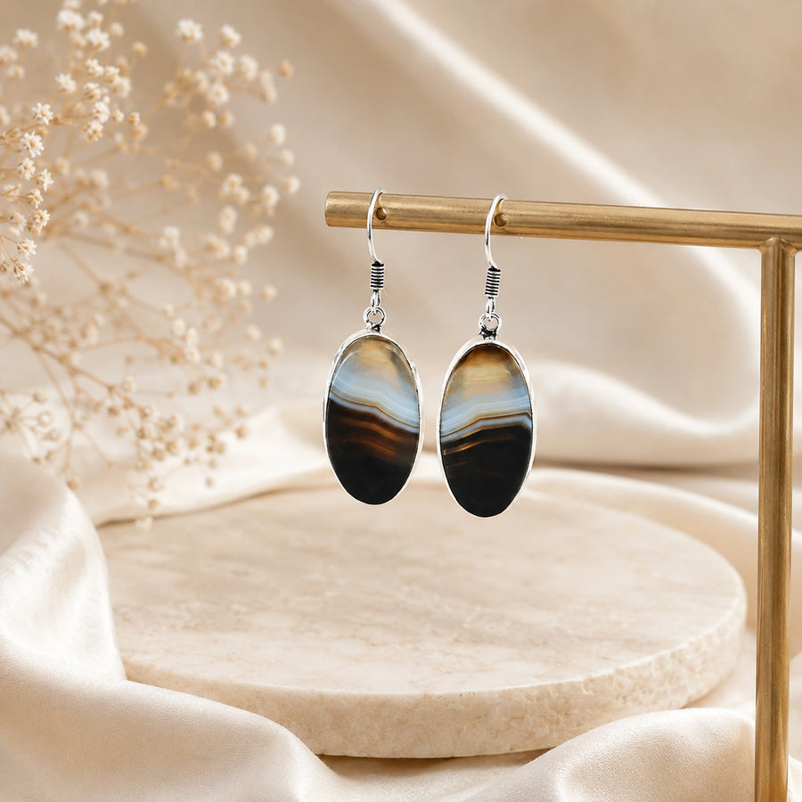 Black Agate Earring