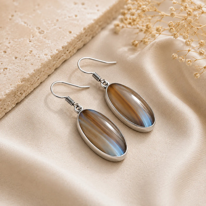 Brown Banded Agate Earring