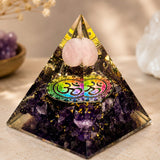 Amethyst Pyramid with Rose Quartz Ball