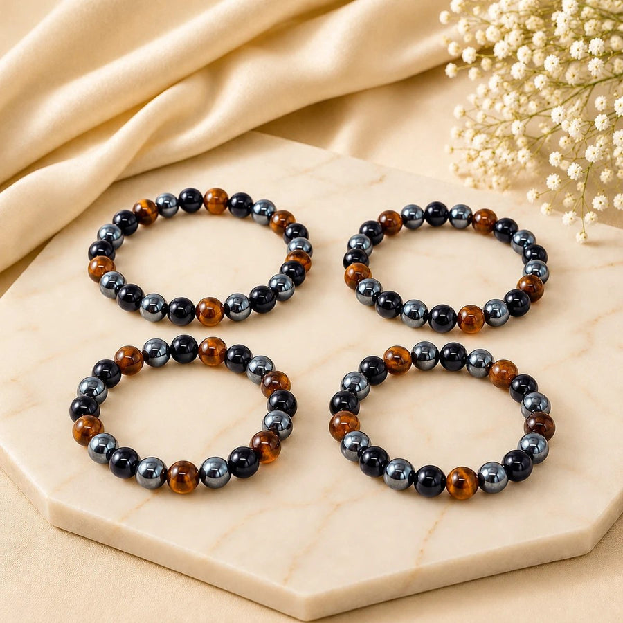 Triple Shield (Tiger’s Eye, Hematite, Black Tourmaline)