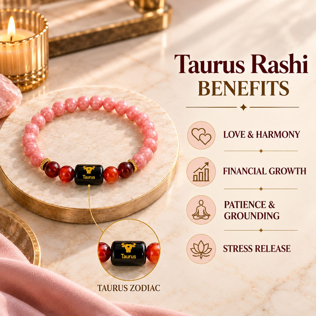 Taurus Zodiac Bracelet (वृषभ राशि)
