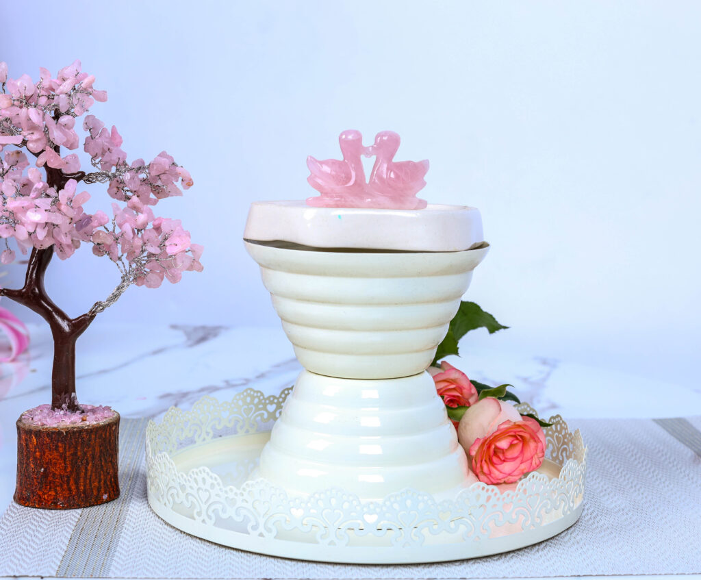 Pair of Swan Rose Quartz – image 2