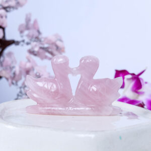 Pair of Swan Rose Quartz
