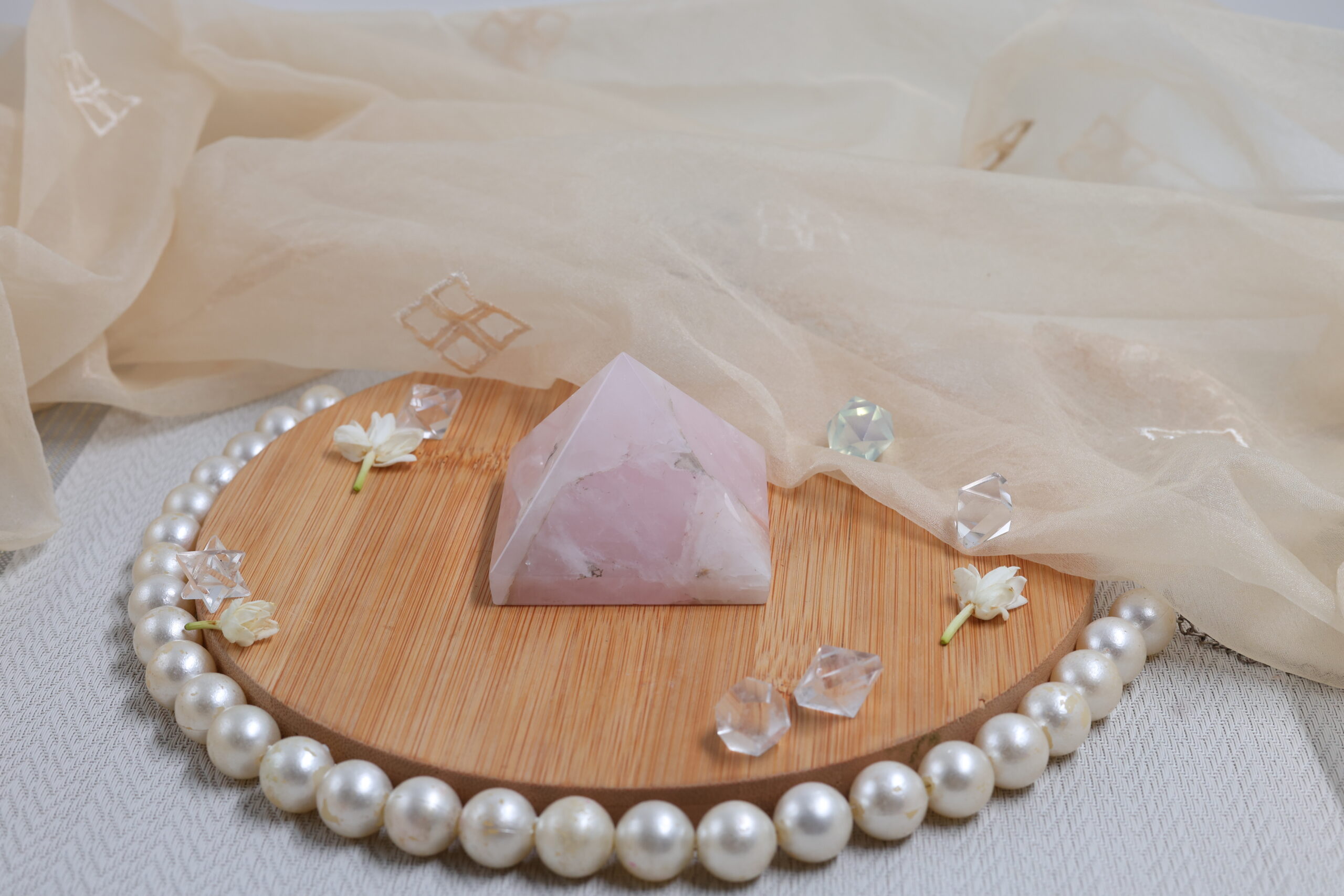 Natural Rose Quartz Stone Pyramid