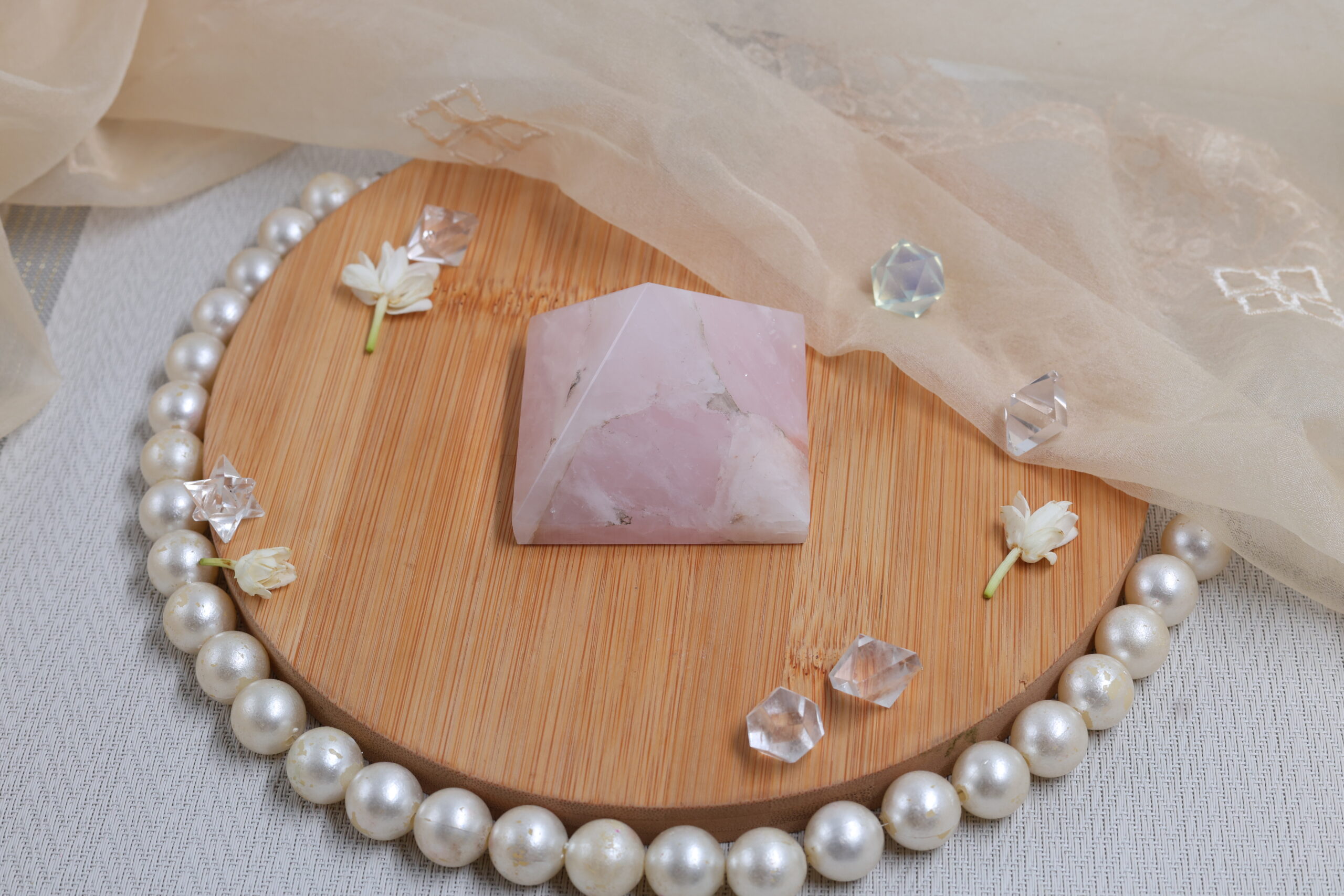 Natural Rose Quartz Stone Pyramid - Image 2