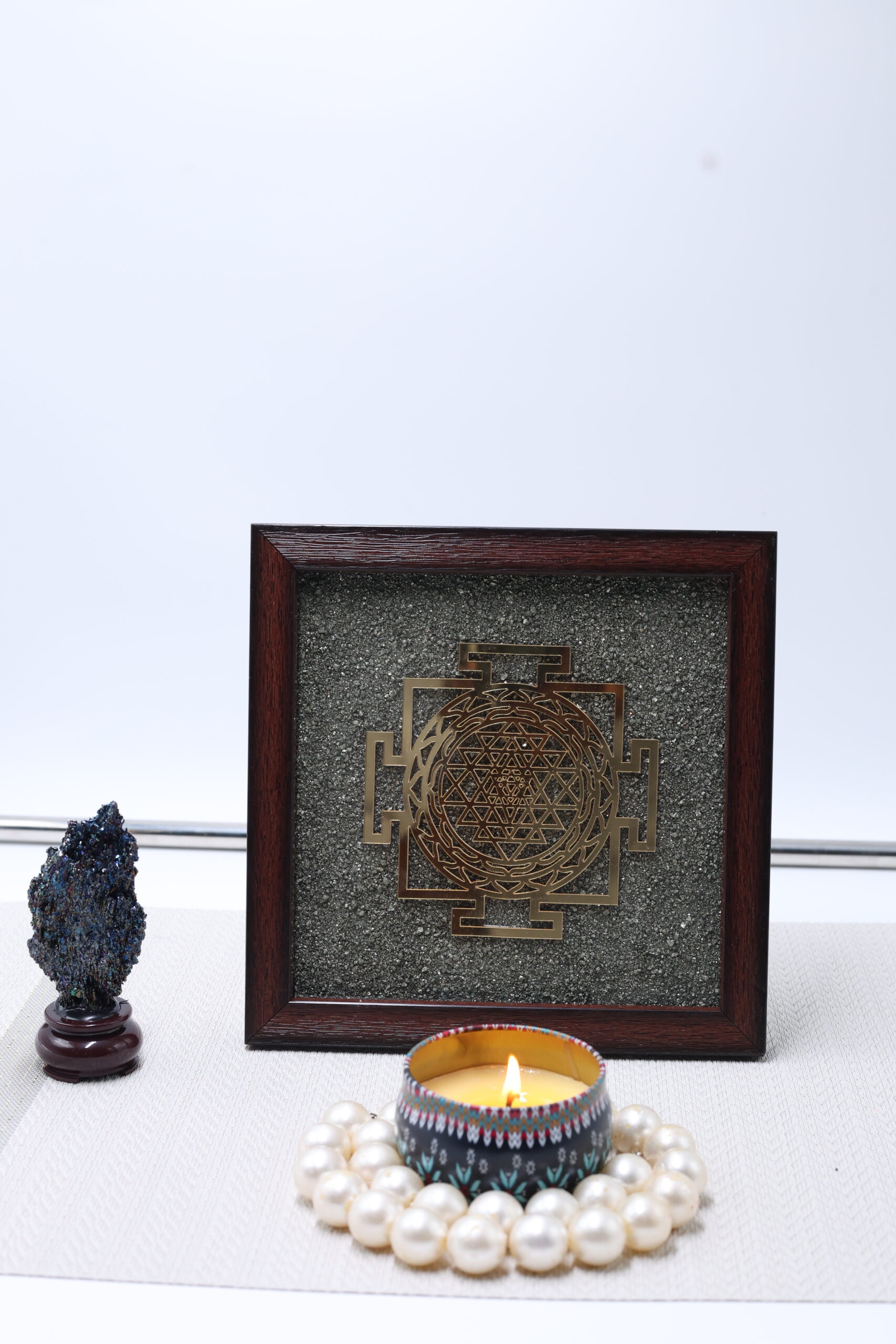 Pyrite Dust Frame with Sri Yantra - Image 2