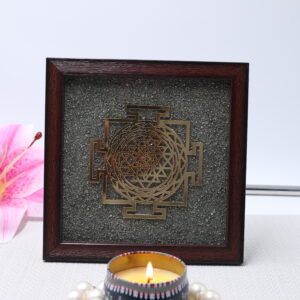 Pyrite Dust Frame with Sri Yantra