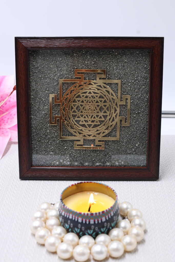 Pyrite Dust Frame with Sri Yantra – image 3