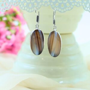 Brown Banded Agate Earring