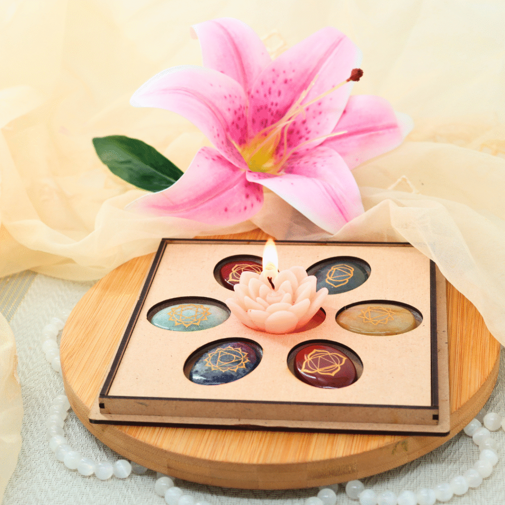 Seven Chakra Coin Set With Wooden Box – image 1