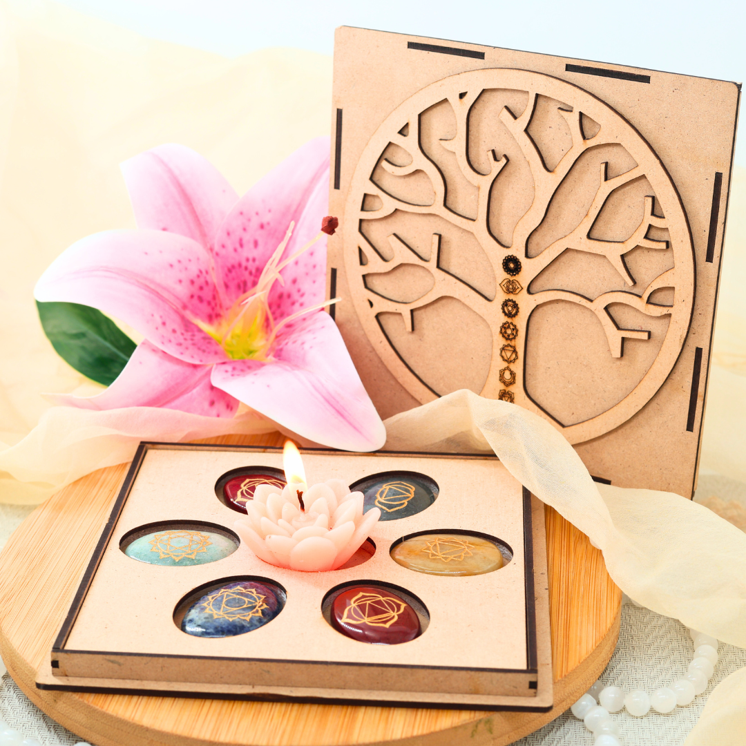 Seven Chakra Coin Set With Wooden Box
