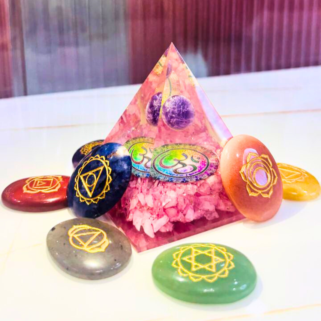 Rose Quartz Pyramid with Amethyst Ball - Image 2