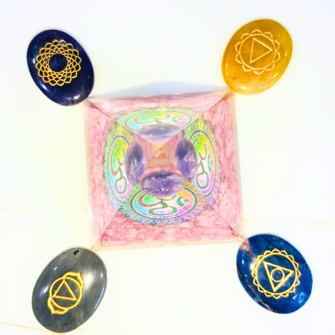 Rose Quartz Pyramid with Amethyst Ball - Image 3