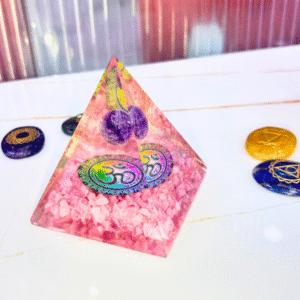 Rose Quartz Pyramid with Amethyst Ball