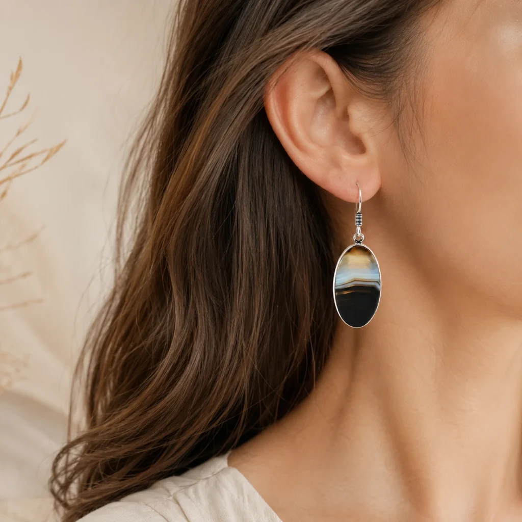 Black Agate Earring – image 2