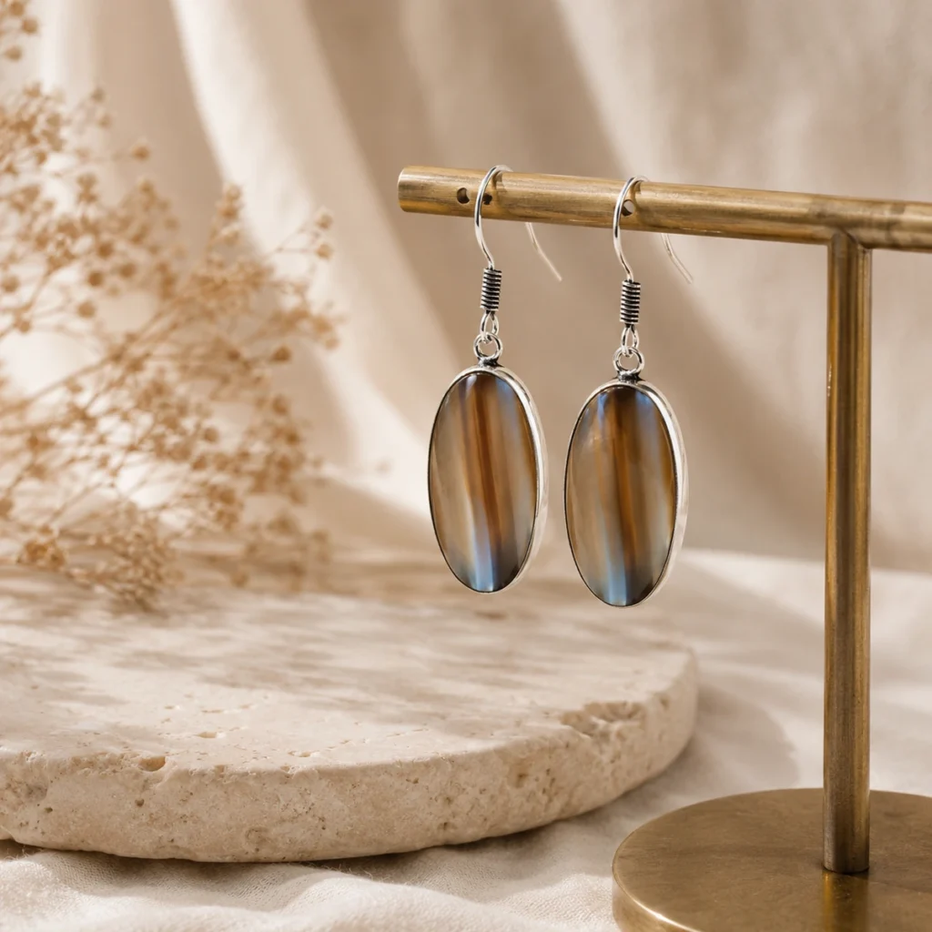 Brown Banded Agate Earring – image 2