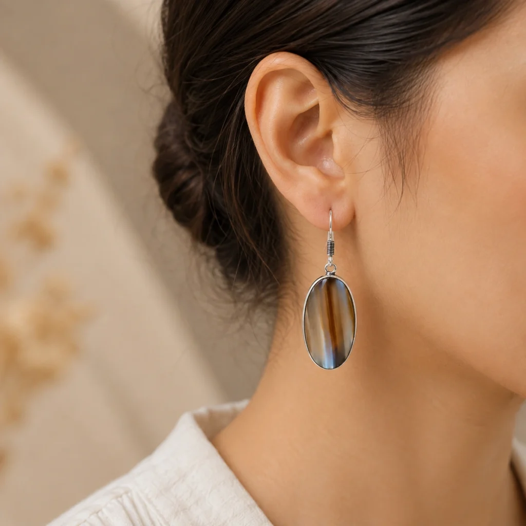 Brown Banded Agate Earring – image 1