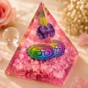 Rose Quartz Pyramid with Amethyst Ball