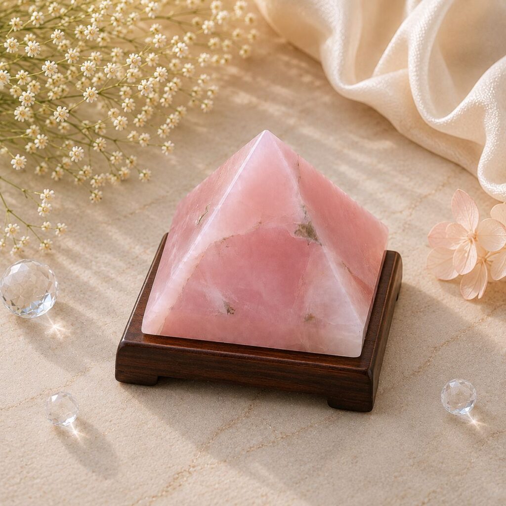 Natural Rose Quartz Stone Pyramid – image 3