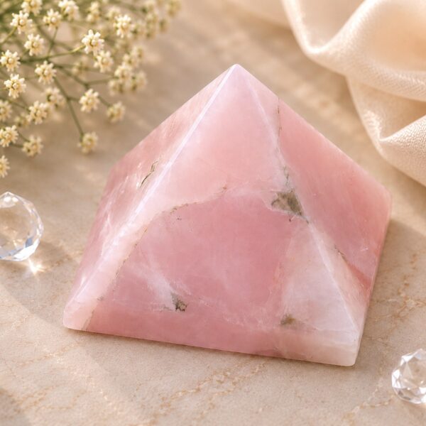 Natural Rose Quartz Stone Pyramid