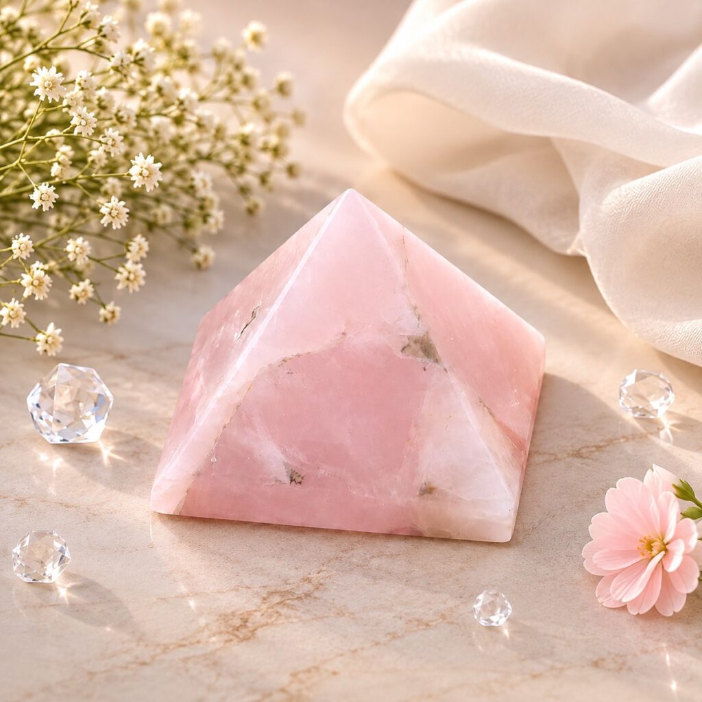 Natural Rose Quartz Stone Pyramid – image 2