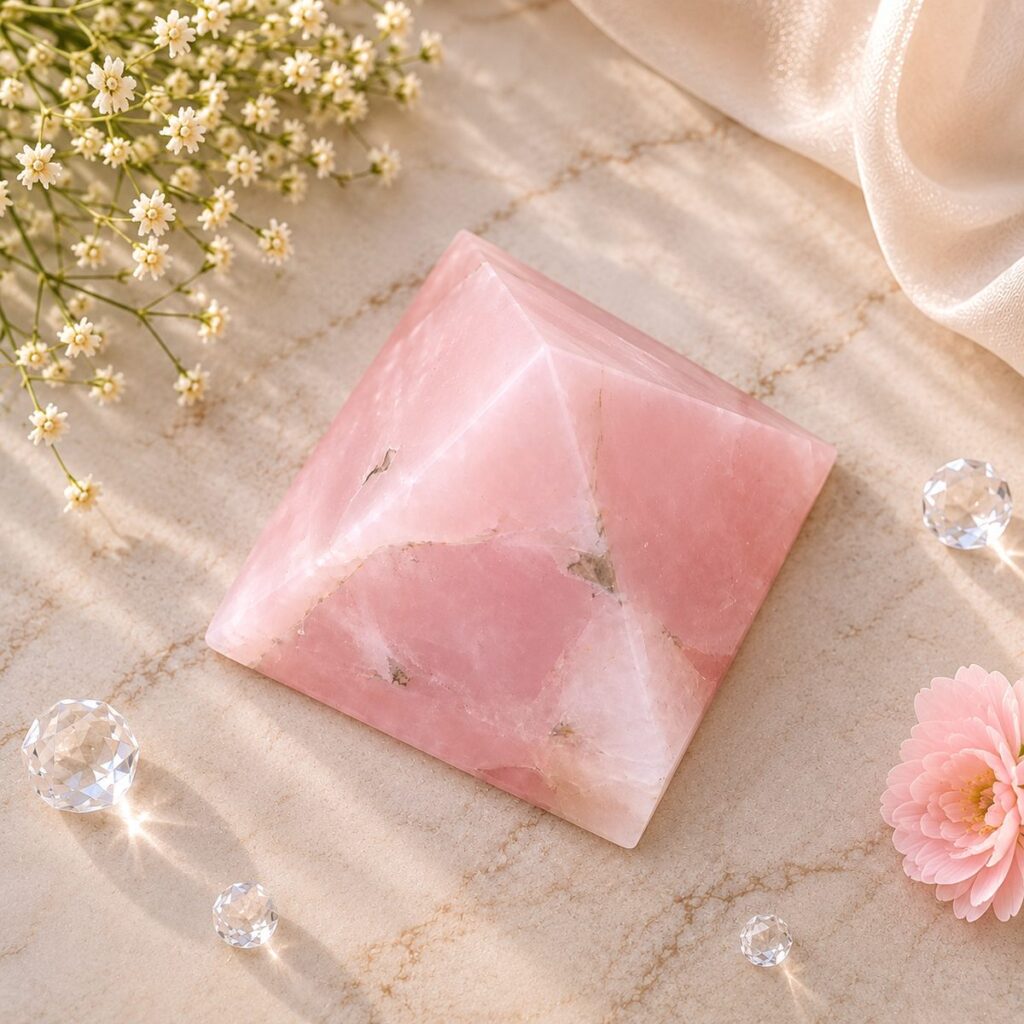 Natural Rose Quartz Stone Pyramid – image 1